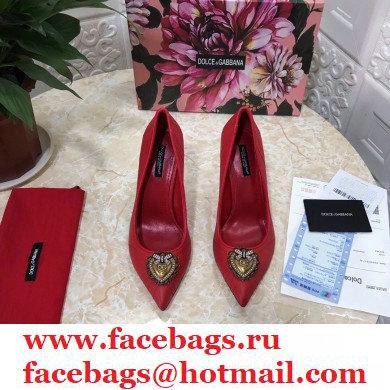 Dolce  &  Gabbana Heel 10.5cm Quilted Leather Devotion Pumps Red 2021